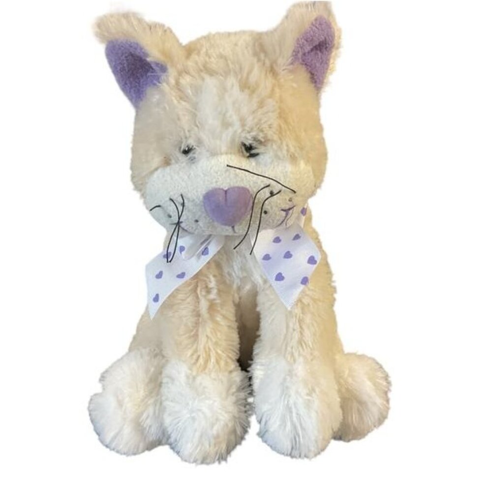 Animal Adventure Kitten Cat Cub White Purple Plush Stuffed Animal 11"